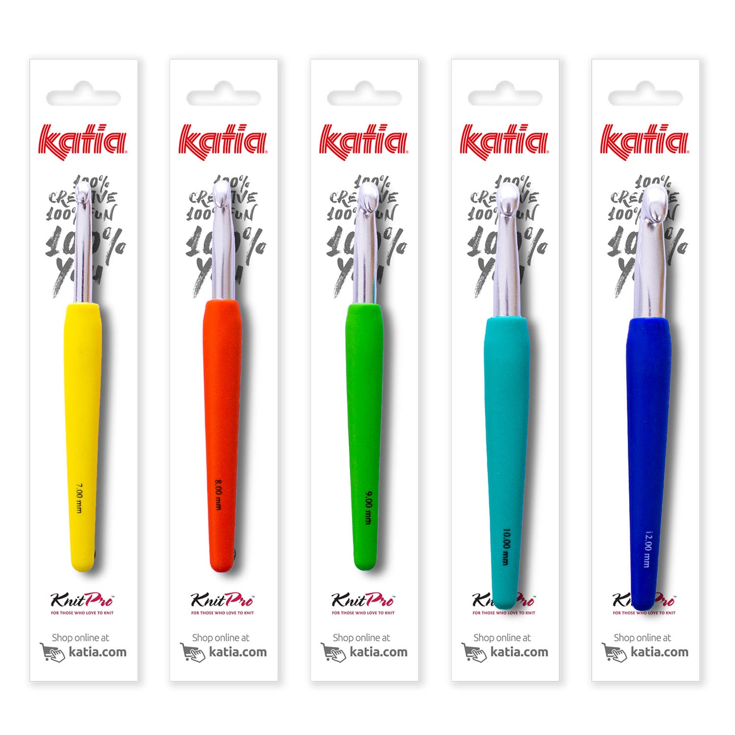 Ganchillo con mango ergonómico colores