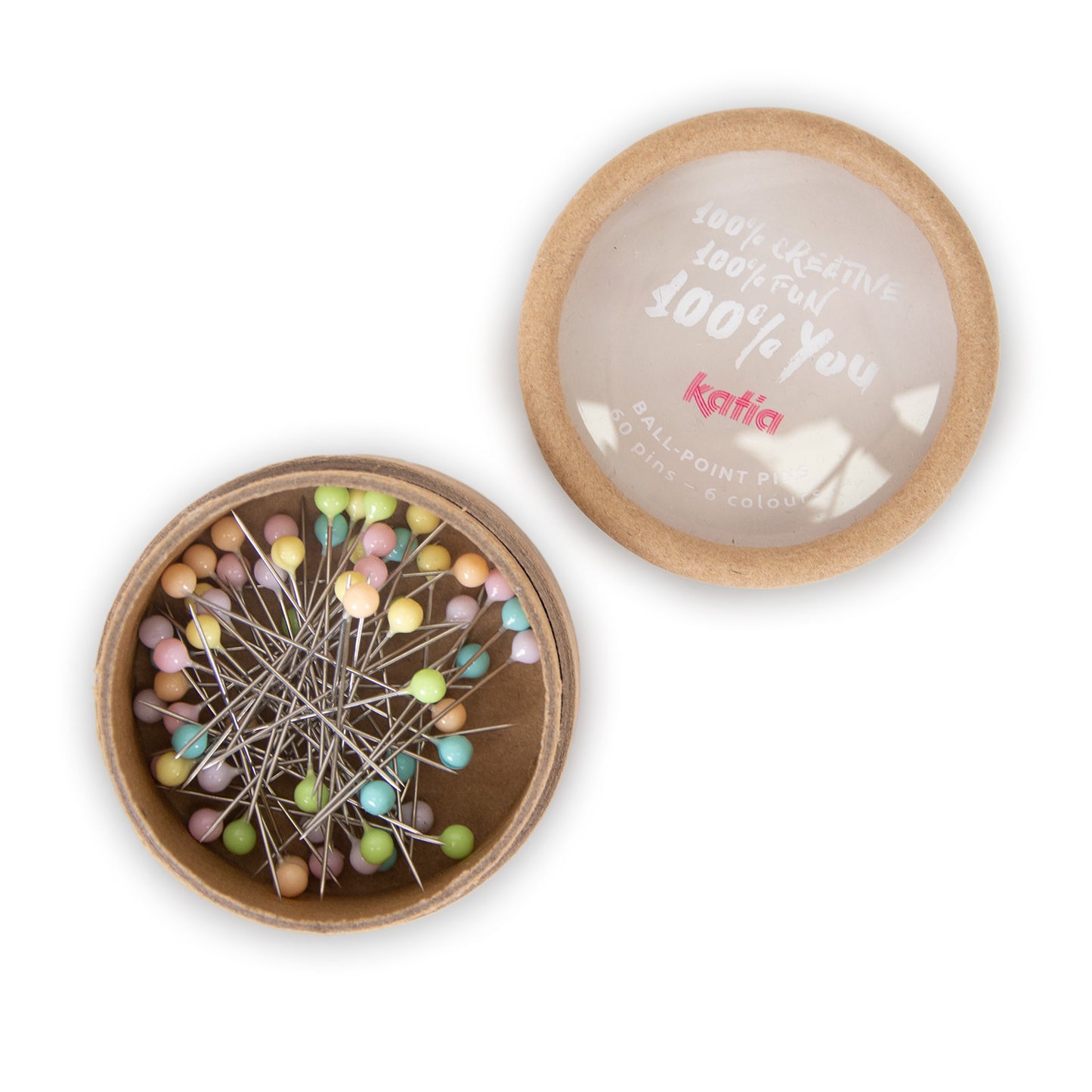 Cajita con 60 alfileres de costura