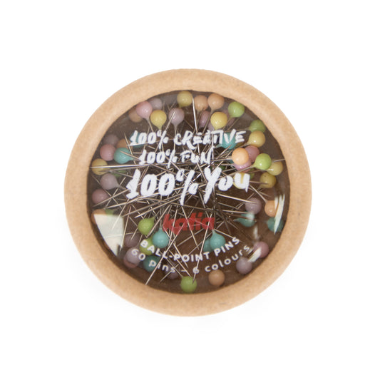 Cajita con 60 alfileres de costura