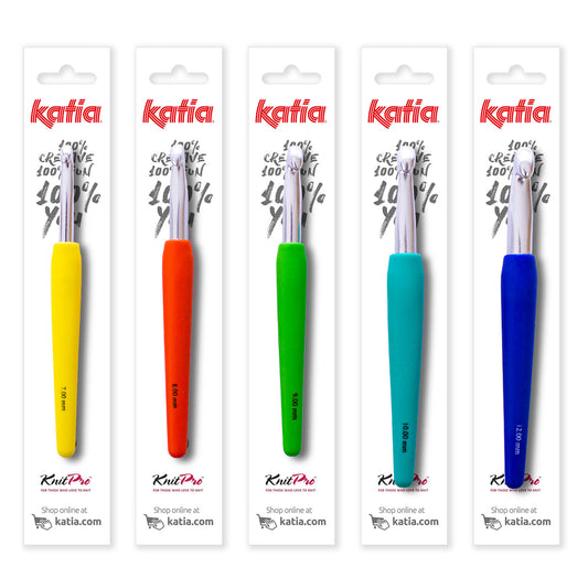 Ganchillo con mango ergonómico colores